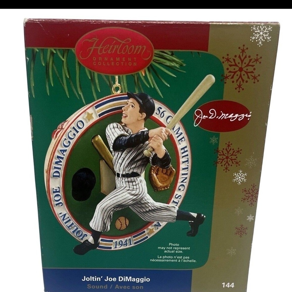 Carlton Card Heirloom Joe DiMaggio 56 Game Hitting Streak Sound Ornament CXOR144